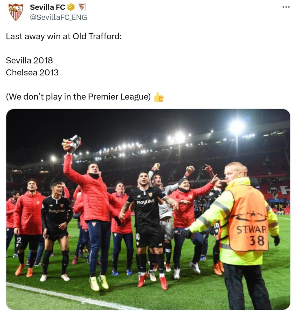 塞维利亚, 球场取胜, 作为英超球 塞维利亚, 球场取胜, 作为英超球